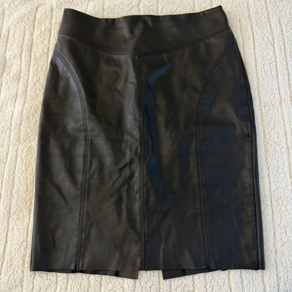 Express Women's Faux Leather Pencil Skirt Black Zip Seamed‎ City Whimsygoth 14